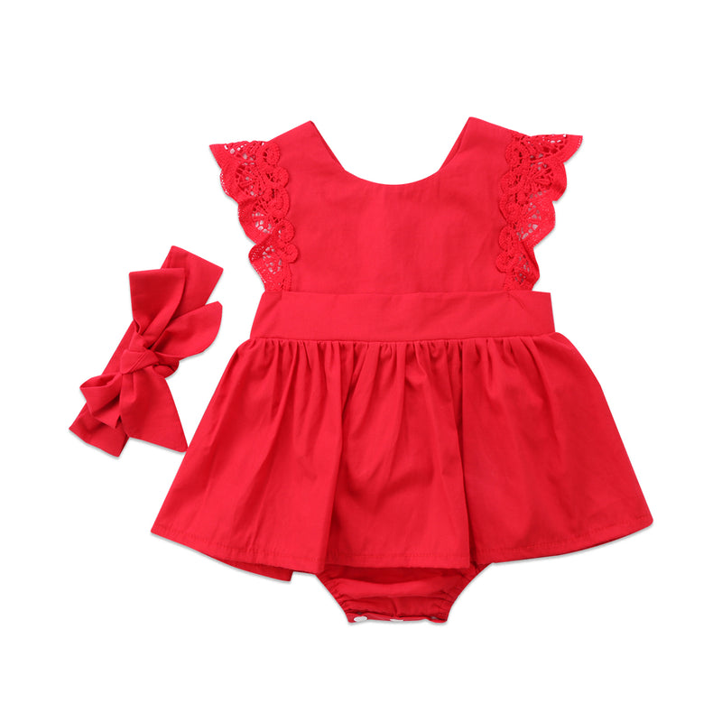 Red Ruffle Dress Jumpsuit