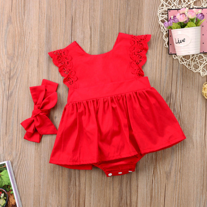 Red Ruffle Dress Jumpsuit