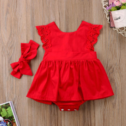 Red Ruffle Dress Jumpsuit