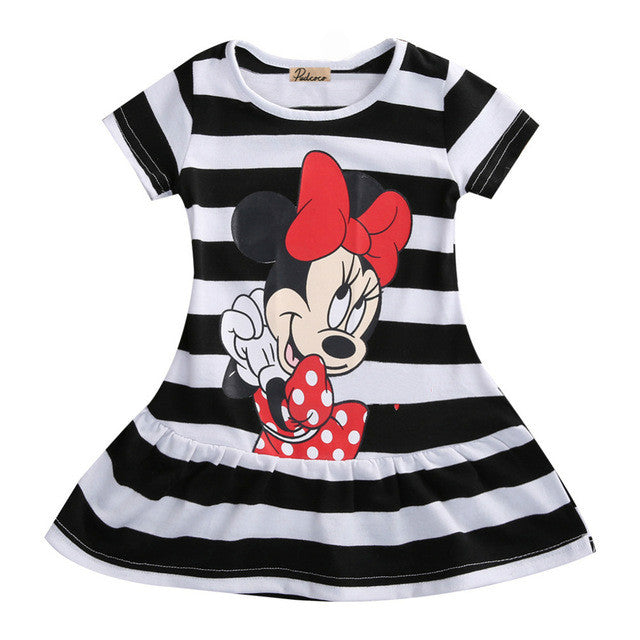 Summer Cotton Baby Girls Cartoon Long Sleeves Dress