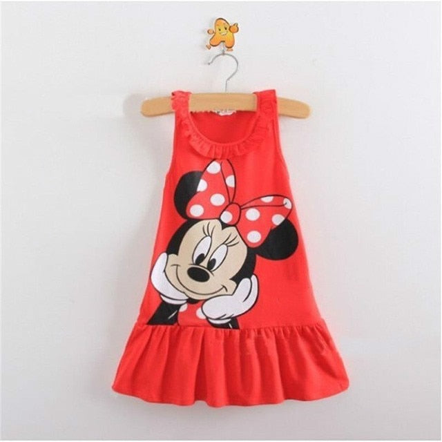 Summer Cotton Baby Girls Cartoon Long Sleeves Dress