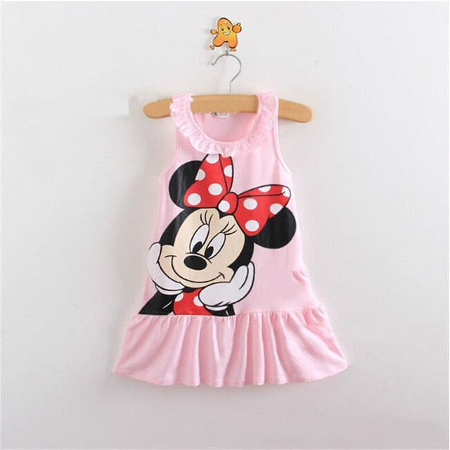 Summer Cotton Baby Girls Cartoon Long Sleeves Dress